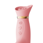 Вібратор з ротацією і вакуумною стимуляцією ZALO ROSE RABBIT PINK