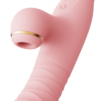 Вібратор з ротацією і вакуумною стимуляцією ZALO ROSE RABBIT PINK