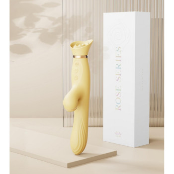 Вібратор з ротацією і вакуумною стимуляцією ZALO ROSE RABBIT PINK