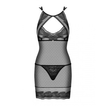 Сорочка кружевная Obsessive Allastia черный, L/XL