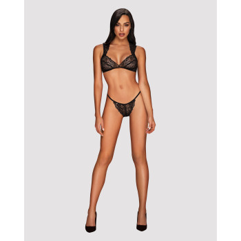Комплект мереживної білизни Obsessive Elisetta set Black L/XL