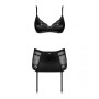 Комплект із широким поясом для чулків Obsessive Blanita garter belt S/M Чорний