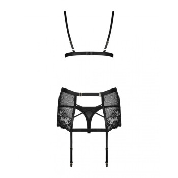 Комплект із широким поясом для чулків Obsessive Blanita garter belt S/M Чорний