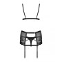 Комплект із широким поясом для чулків Obsessive Blanita garter belt S/M Чорний