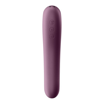 Вакуумный клиторальный стимулятор с вибрацией Satisfyer Dual Kiss, марсаловый