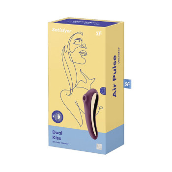 Вакуумный клиторальный стимулятор с вибрацией Satisfyer Dual Kiss, марсаловый