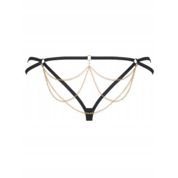 Трусики стрінги з ланцюжками Obsessive Pantheria thong black S/M