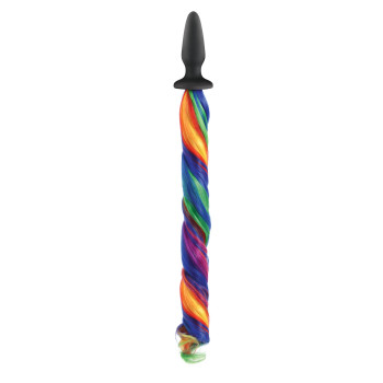 Конічна анальна пробка з хвостом NS Novelties UNICORN TAILS RAINBOW