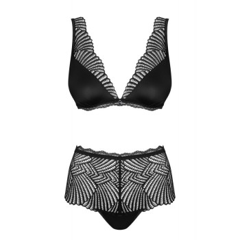 Комплект кружевной Obsessive Klarita черный, S/M