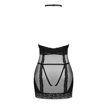 Сорочка с открытой грудью, стринги в комплекте Obsessive Lacrisia черный, XS/S