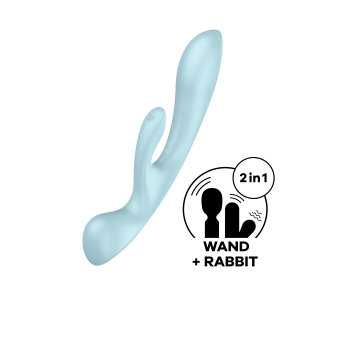 Вибратор кролик Satisfyer Triple Oh с тремя моторами, голубой