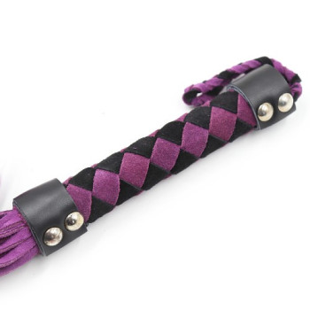 Флогер кожа leather DS Fetish flogger Purple Black 38 cm