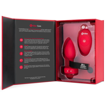 Анальная пробка с вибрацией и пультом управления B-Vibe Vibrating Heart Plug M/L Red