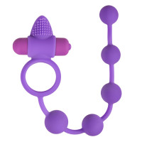ET345PUR Ерекційне кільце Triple Pleasure з анальним ланцюжком, фіолетове