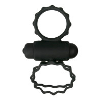 ET355BLK Ерекційне кільце подвійне Duo Cockring з вібро, чорне