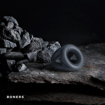 BON023 Эрекционное кольцо Boners тройное, серое