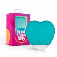 GVO010 Вібратор для клітора у формі серця Oron Good Vibes Only, силіконовий, синій, 6 см