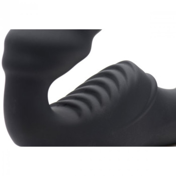 Жіночий вібрострапон Slim Rider Ribbed Ribbed Vibrating Silicone Strapless Strap On, чорний