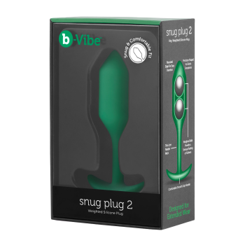 Анальная пробка со смещенным центром тяжести B-Vibe Snug Plug 2, силиконовая, зеленая
