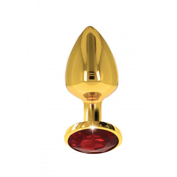 Анальний металевий затор середній з каменем червоного кольору Butt Plug With Diamond Jewel Taboom