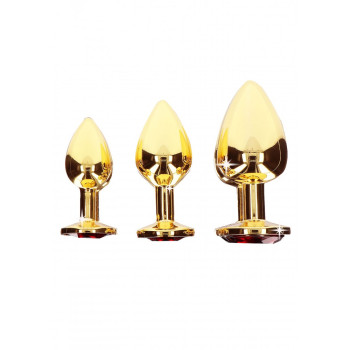 Анальний металевий затор середній з каменем червоного кольору Butt Plug With Diamond Jewel Taboom