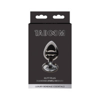 Анальна металева пробка M із чорним каменем Butt Plug With Diamond Jewel Taboom