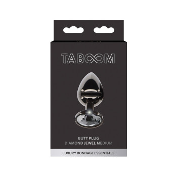 Анальна металева пробка M із чорним каменем Butt Plug With Diamond Jewel Taboom