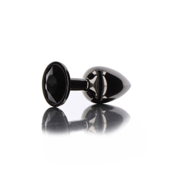 Анальна металева пробка M із чорним каменем Butt Plug With Diamond Jewel Taboom