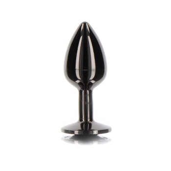 Анальна металева пробка M із чорним каменем Butt Plug With Diamond Jewel Taboom