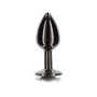Анальна металева пробка M із чорним каменем Butt Plug With Diamond Jewel Taboom