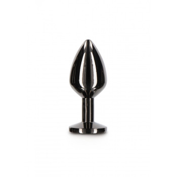 Анальна металева пробка M із чорним каменем Butt Plug With Diamond Jewel Taboom