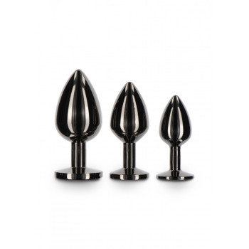 Анальна металева пробка M із чорним каменем Butt Plug With Diamond Jewel Taboom