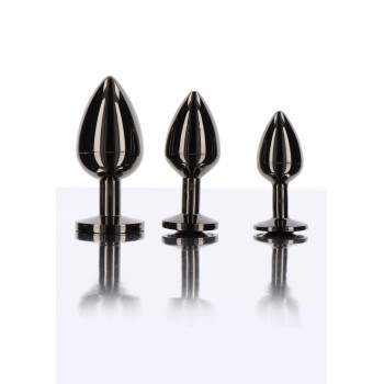 Анальна металева пробка M із чорним каменем Butt Plug With Diamond Jewel Taboom