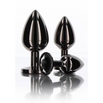 Анальна металева пробка M із чорним каменем Butt Plug With Diamond Jewel Taboom