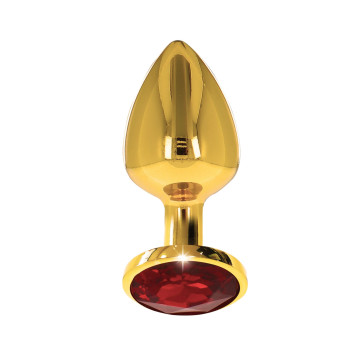 Анальний корок металевий золотистий L Butt Plug With Diamond Jewel Taboom