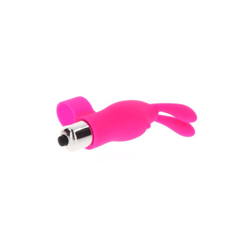 Вібратор на палець із кроликом TOY JOY рожевий, 10 х 2.6 см