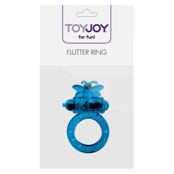 Эрекционное кольцо с бабочкой Toy Joy, с вибропулей, синее, 4.5 см