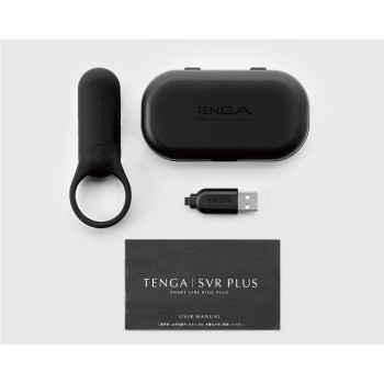 Эрекционное кольцо с вибрацией SVR Plus Tenga, силиконовое, черное, 9.7 х 3.8 см