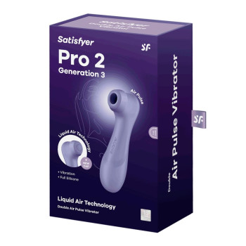 Вакуумный стимулятор клитора Satisfyer Pro 2 Generation 3 (в наборе две силикон. насадки), лиловый