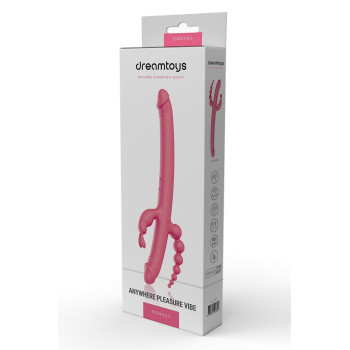 Вібратор із 4 стимулюючими кінцями Dreamtoys Anywhere Pleasure Vibe Essentials, рожевий