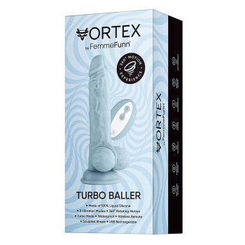 Вібратор реалістичний із яєчками на присосці Femme Funn Turbo Baller, блакитний